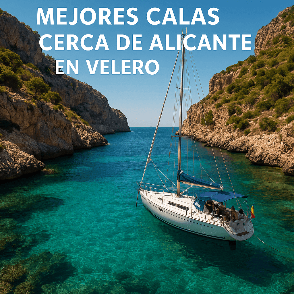 Velero anclado en Cala Granadella, Alicante.