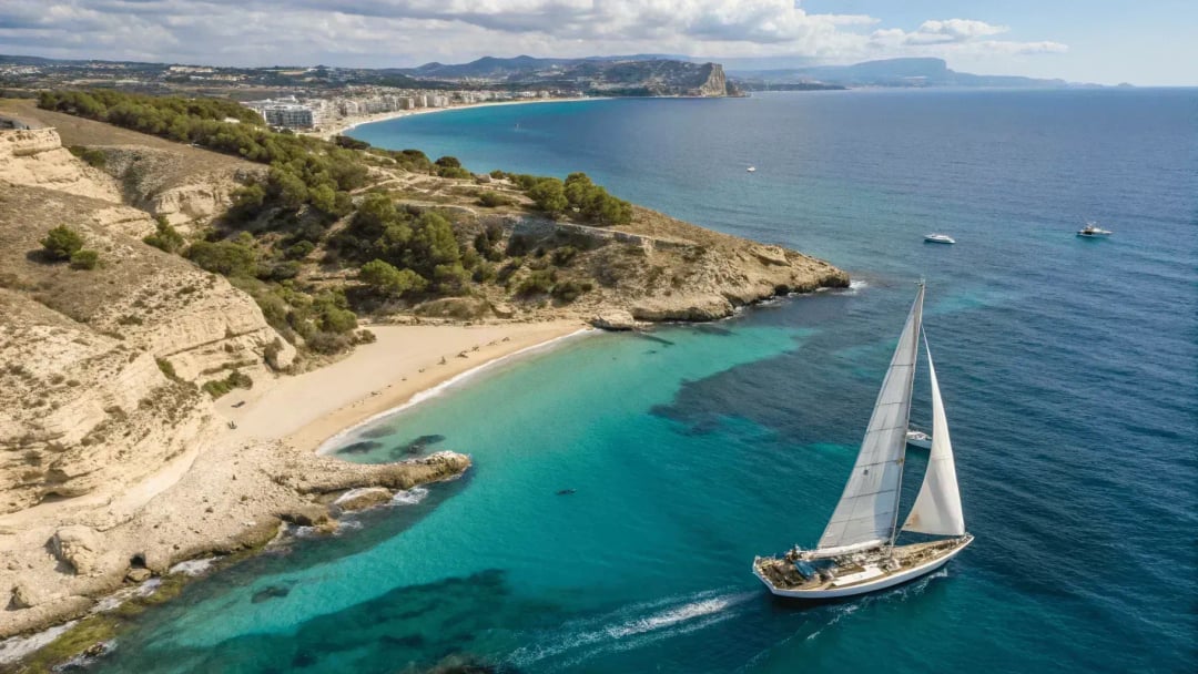 Velero de charter navegando por Alicante